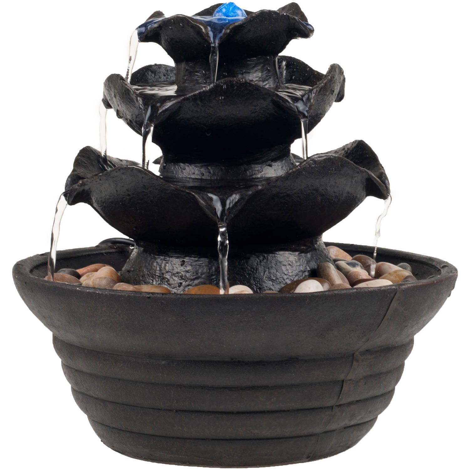 Pure Garden Indoor Three Tier Soothing Tabletop Fountain With LED Lights