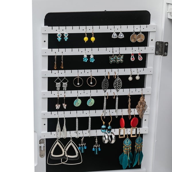 4-Layer Shelf， 2/6 Drawers， 8 Blue LED Lights， Jewelry Storage Mirror Cabinet - - 33465934