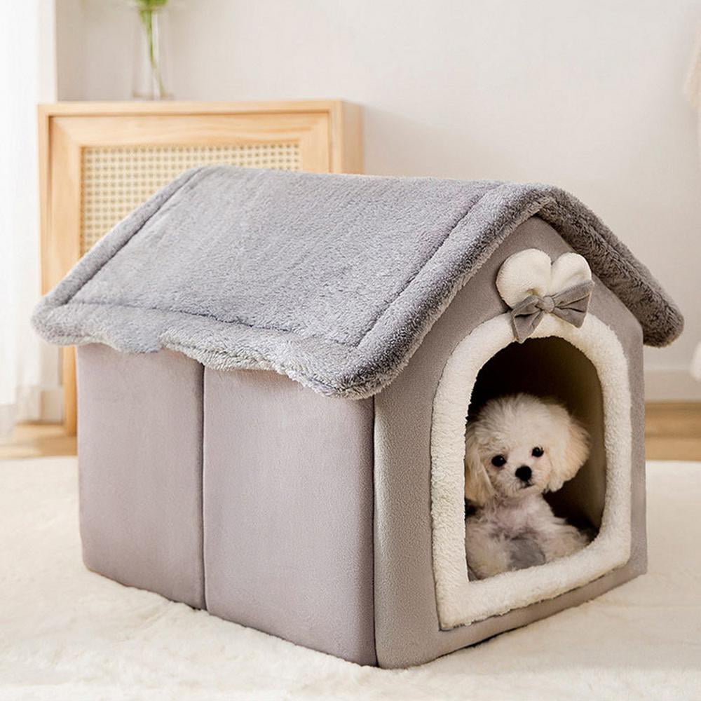 Portable Cat Dog Cozy Condo House， 39 x 32 x 34 cm Foldable Indoor Outdoor Kitten Puppy Kennel House With Anti-Slip Waterproof Bottom， Removable Washable Soft Pet Tent Shelter for Small fitting