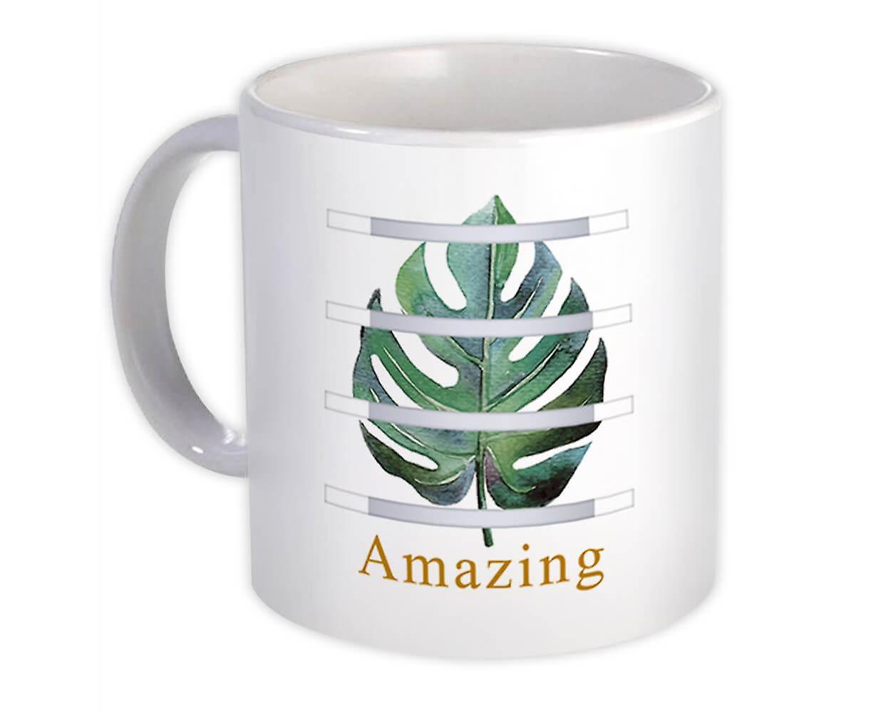 Gift Mug: Monstera Leaf Art Watercolor