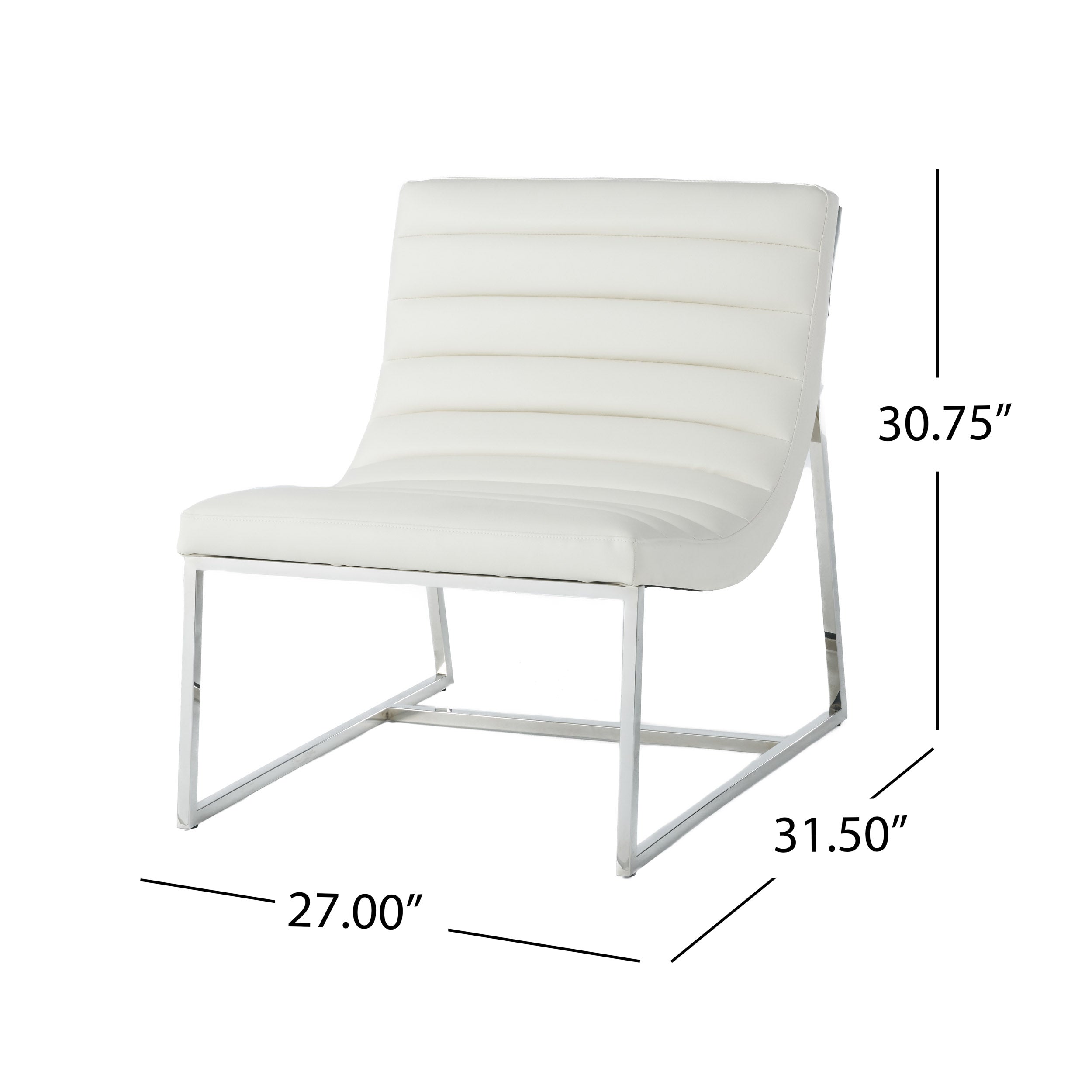 Kingsbury White Leather Lounge Accent Chair