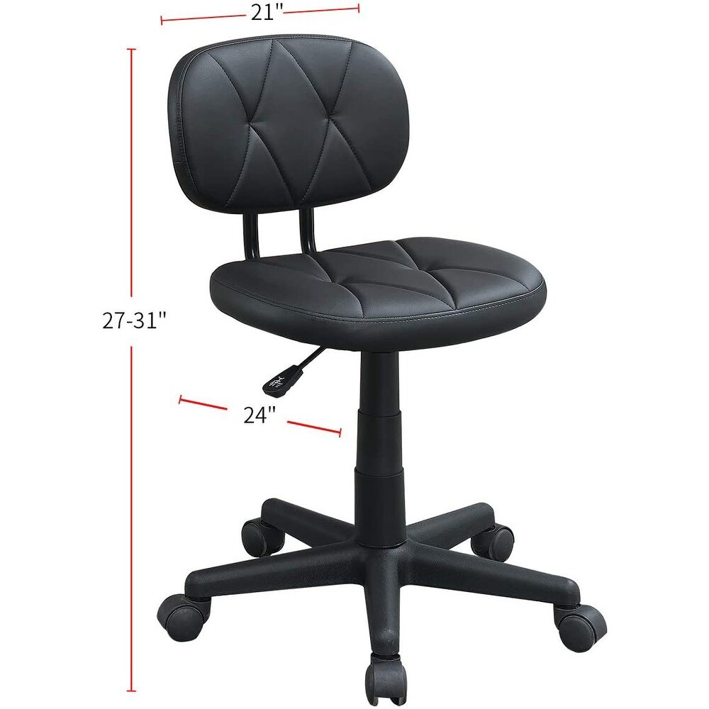 Modern Adjustable Swivel Office Desk Chair Low  Back   Wheels  Black