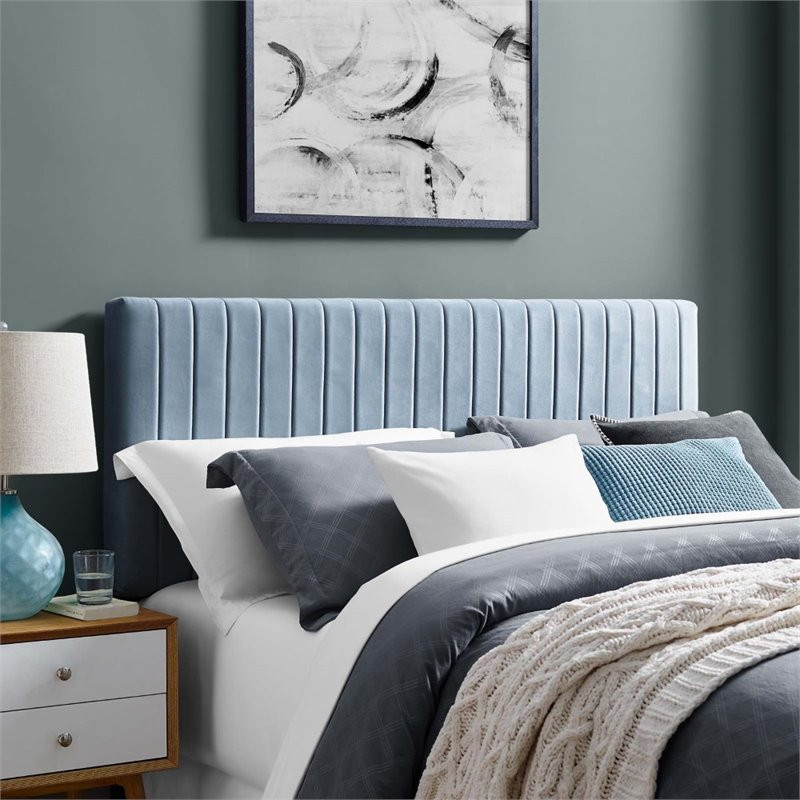 Modway Keira Velvet King California King Headboard in Light Blue   Transitional   Headboards   by Homesquare  Houzz