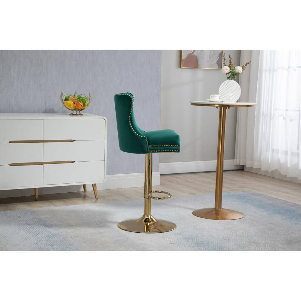 ZIRUWU 46.46 in.Emerald Metal Bar Stool with Back and Footrest Counter Height bar Chairs ZZQ-JBY721A24