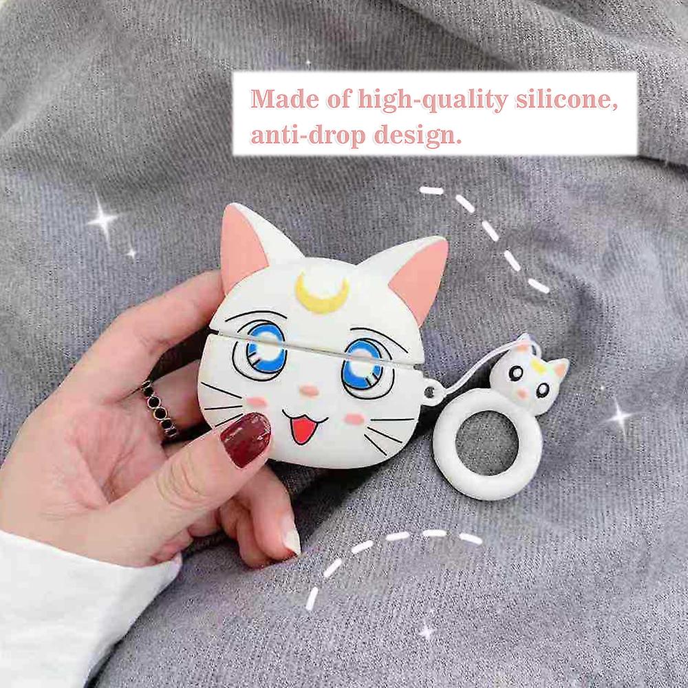 3d Earphone Case Protective Cover Case Compatible With Airpods Pro With Carabiner Cute Cat Cartoon Headphone Earpods Earbuds Silicone Cover Pink