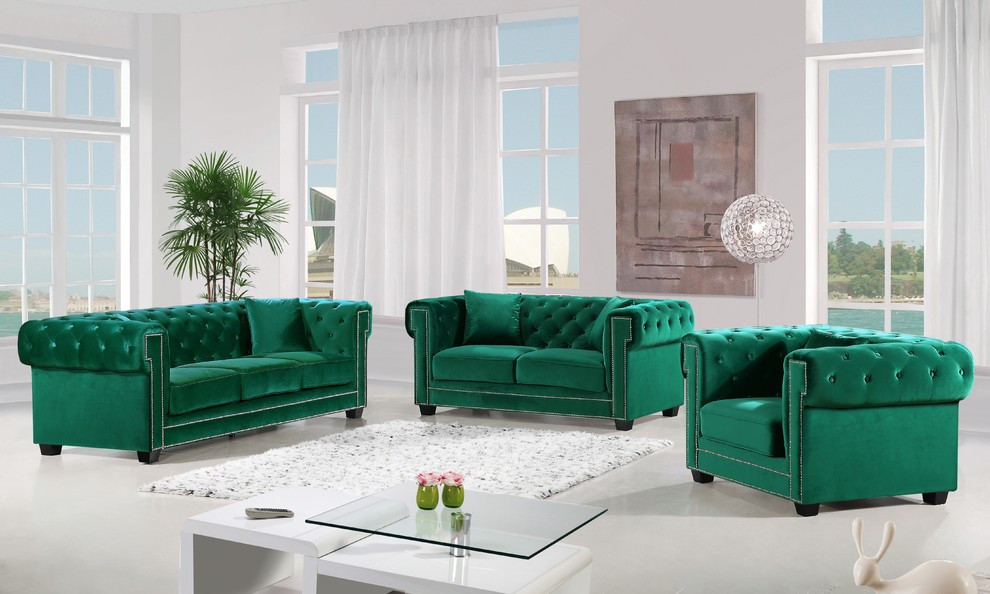 Bowery Velvet Upholstered Set   Contemporary   Loveseats   by Meridian Furniture  Houzz