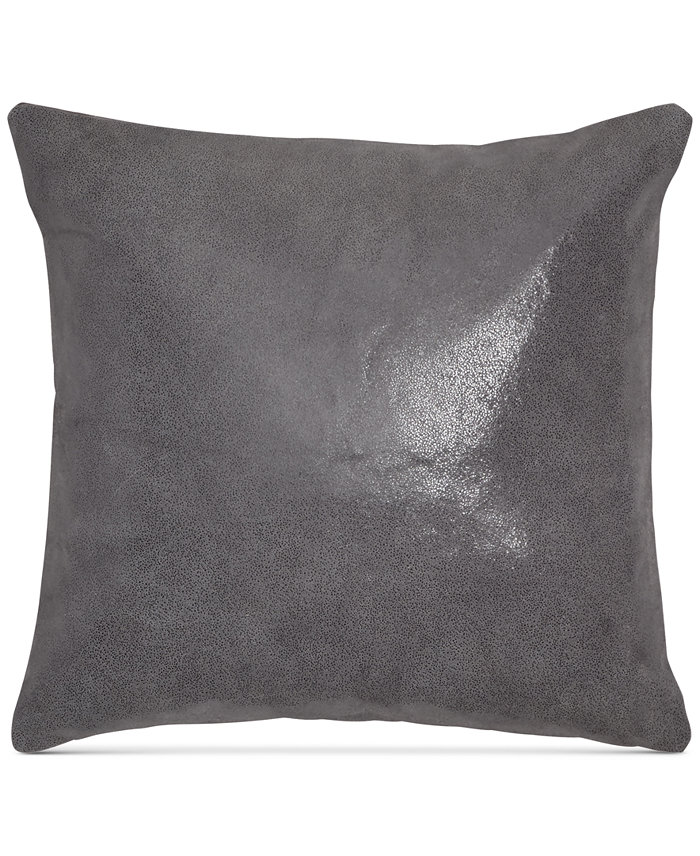 Donna Karan Home Moonscape Reversible Leather Charcoal 16 Square Decorative Pillow