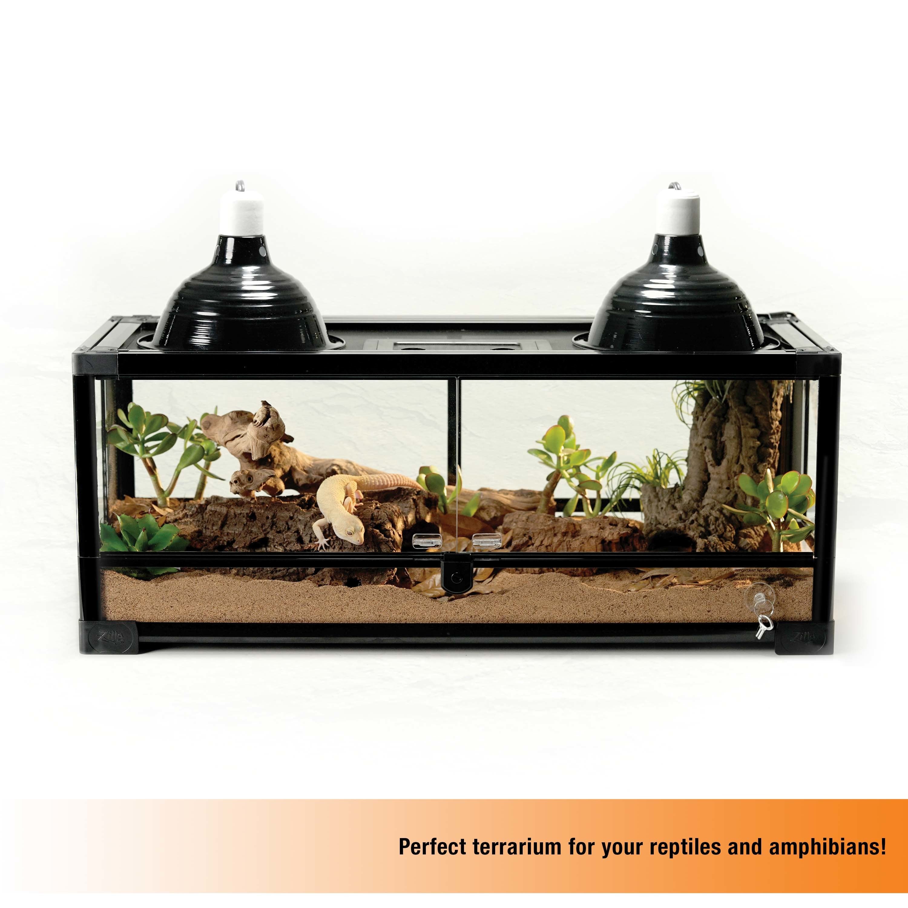 Zilla QuickBuild Glass Terrarium， Amphibian， Reptile， Snake， Arachnid Habitat， 30”x12”x12”