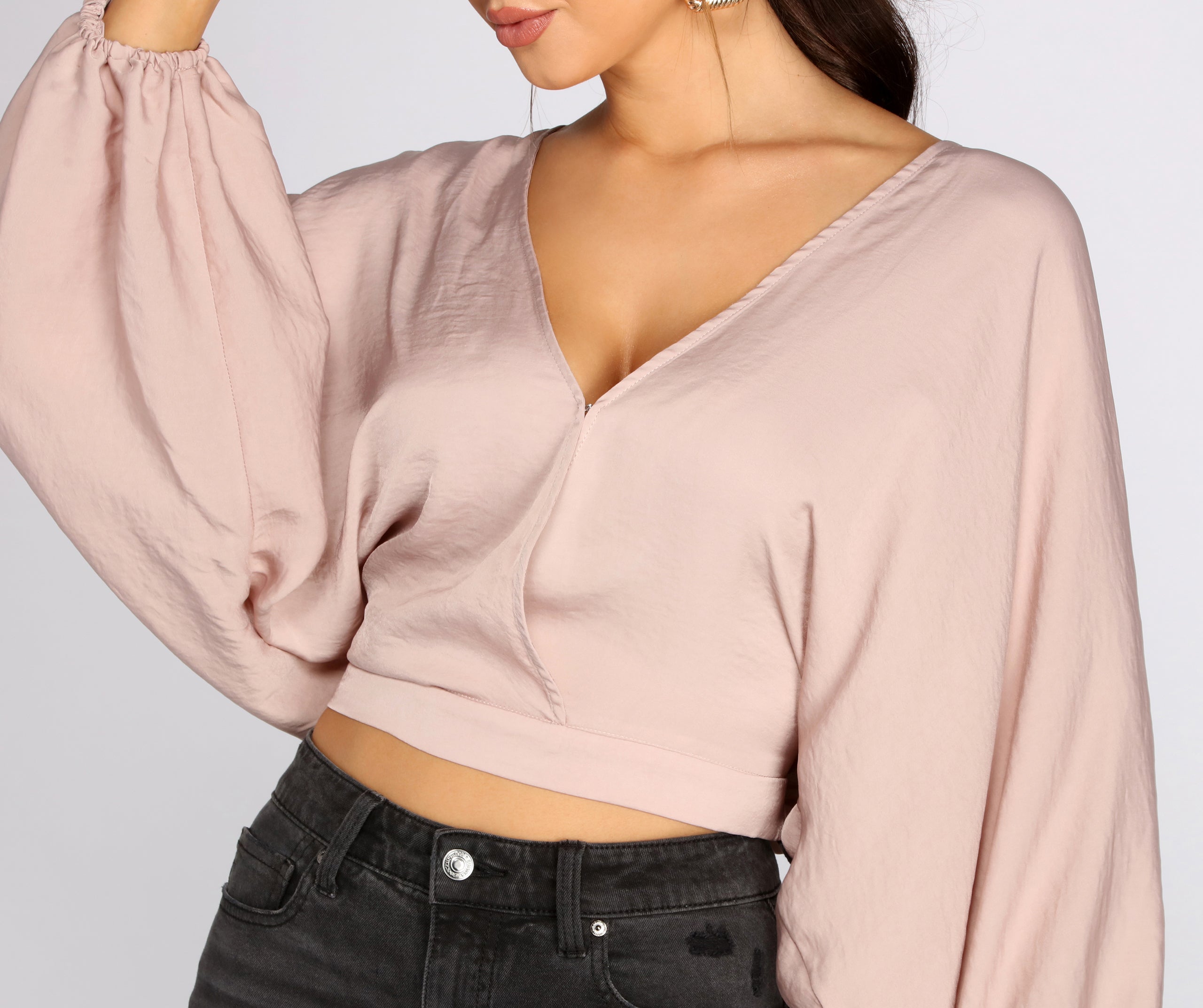 Go With The Flow Surplice Crop Top