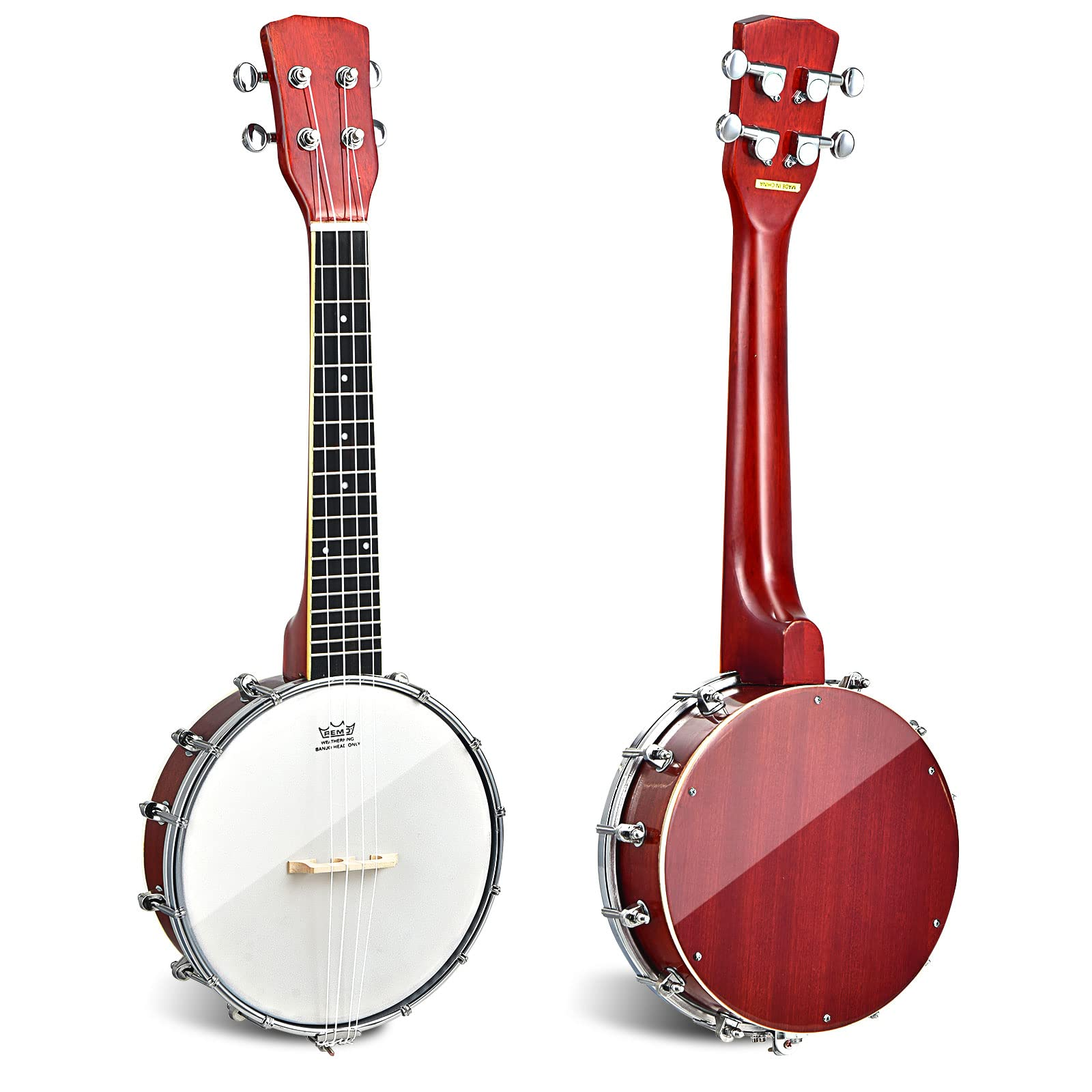 Costzon 4-String Banjo, Concert 24 Inch Closed Solid Back Banjo Ukulele w/Gig Bag