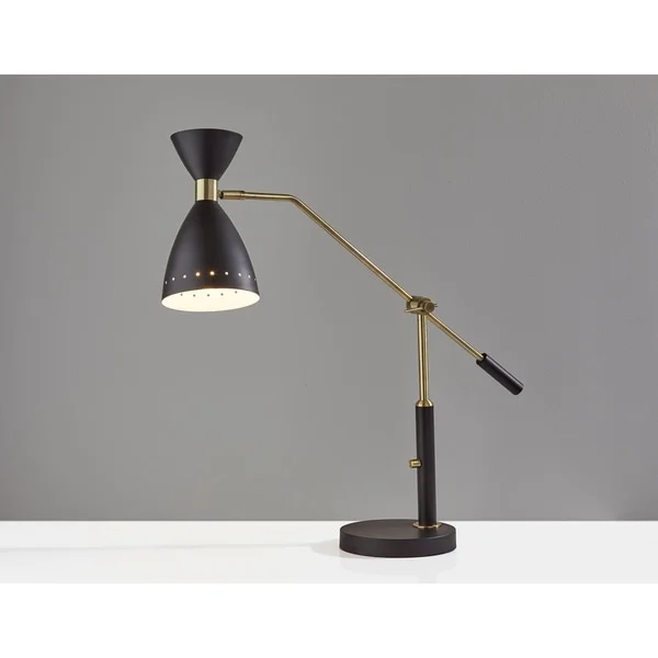 Adesso Black with Antique Brass Adjustable Desk Lamp