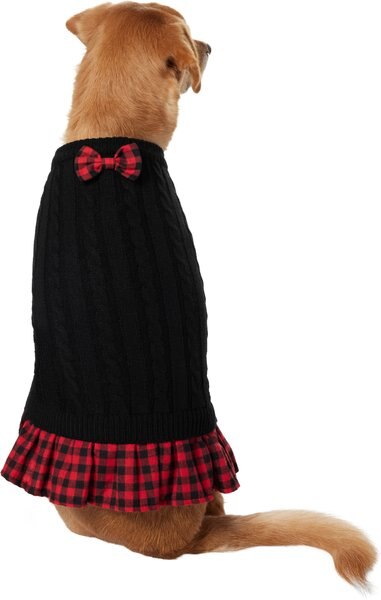 Frisco Plaid Cable Knit Dog and Cat Sweater Dress