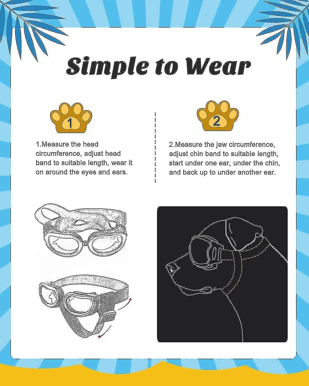 Small Dog Sunglasses Uv Protection Goggles Eye Wear Protection With Adjustable Strap Water