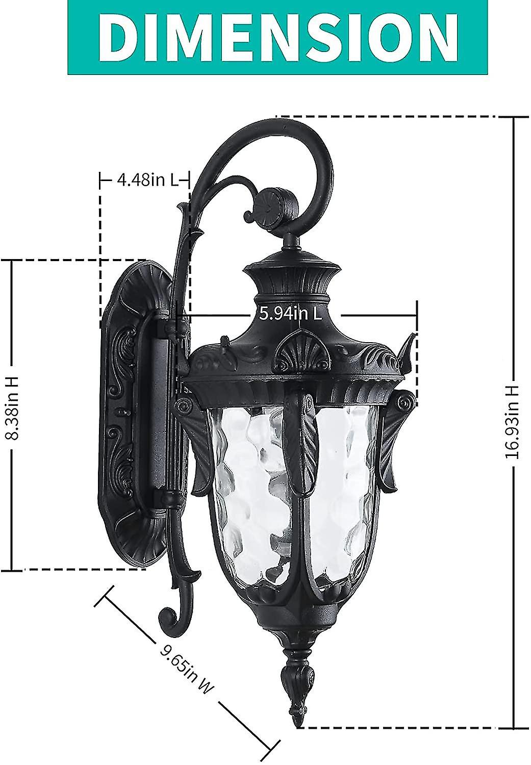 Outdoor Fixtures Bronze 16.93h Exterior Wall Lantern Waterproof Sconce Porch Lights Wall Mount With Hammered Glass Shade For House， Ul List