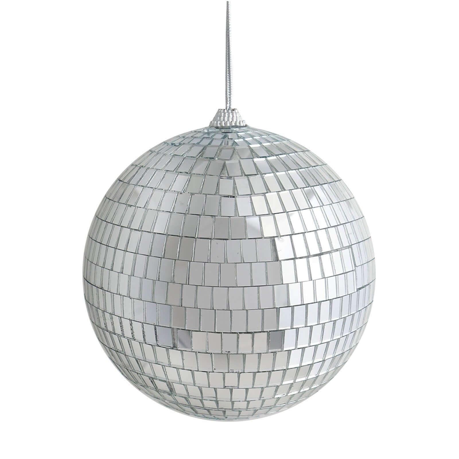 4 Pack Silver Foam Disco Mirror Ball With Hanging Strings, Holiday Christmas Ornaments 6