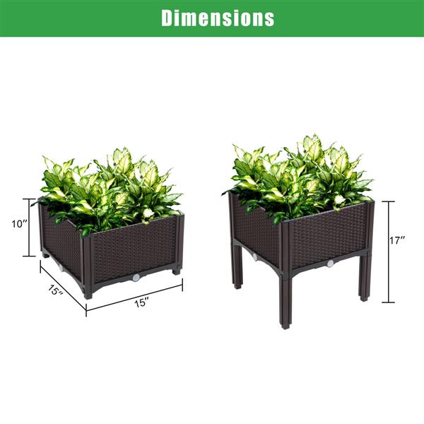 Garden Bed Kit of 4 Pcs Elevated Planter Boxes for Outdoor Flower Balcony Vegetable Grow Legs Planting Container Brown