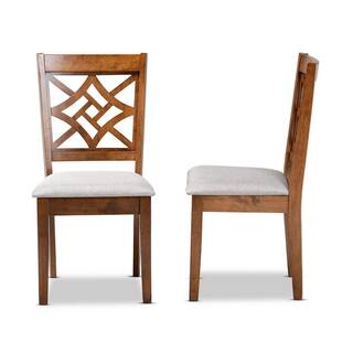 Baxton Studio Nicolette Grey and Walnut Brown Upholstered Dining Chair (Set of 2) 176-2P-11387-HD