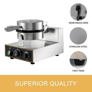 VEVOR 1100 W Commercial Round Waffle Maker Stainless Steel Nonstick Belgian Waffle Maker Temperature and Time Control HFBJDTYXHFLHT-101V1