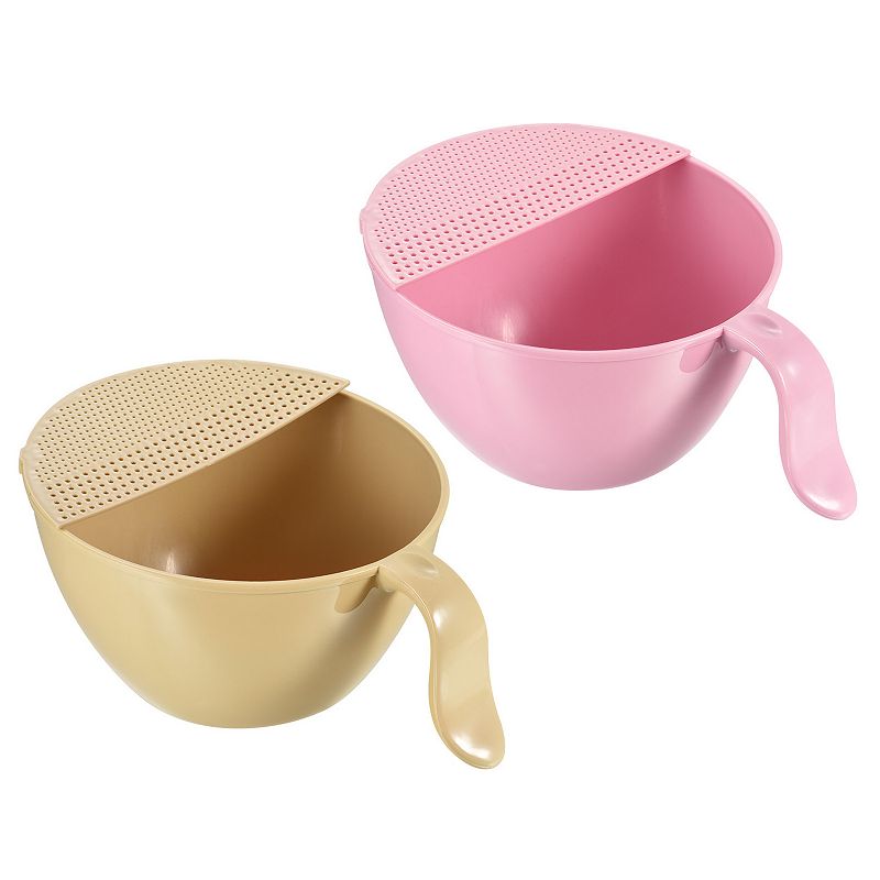 Rice Washing Bowl Fruit Vegetable Colander Drain Basket 2PCS