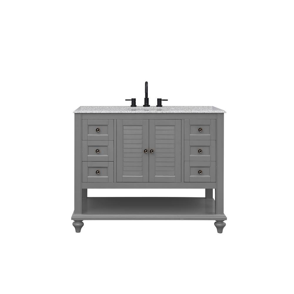 Home Decorators Collection Hamilton 43 in. W x 22 in. D x 35 in. H Open Shutter Bathroom Vanity Cabinet in Grey with Grey Granite Top 19084-VS43-GR