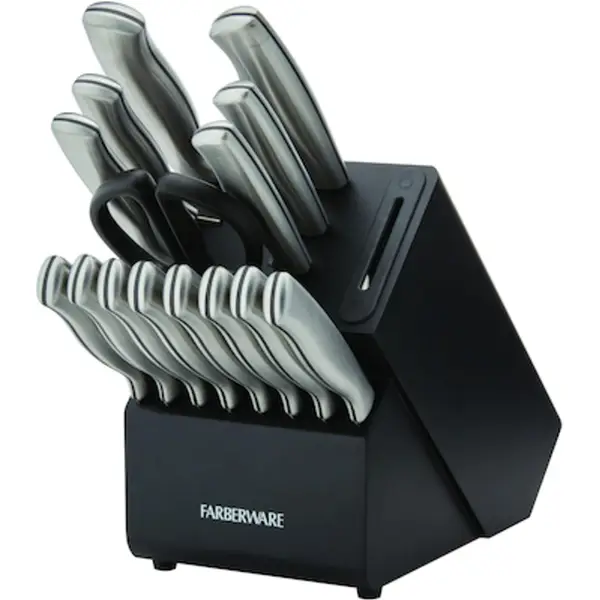 Farberware 16-Piece Edgekeeper Stainless Steel Block Set with Built in Knife Sharpener