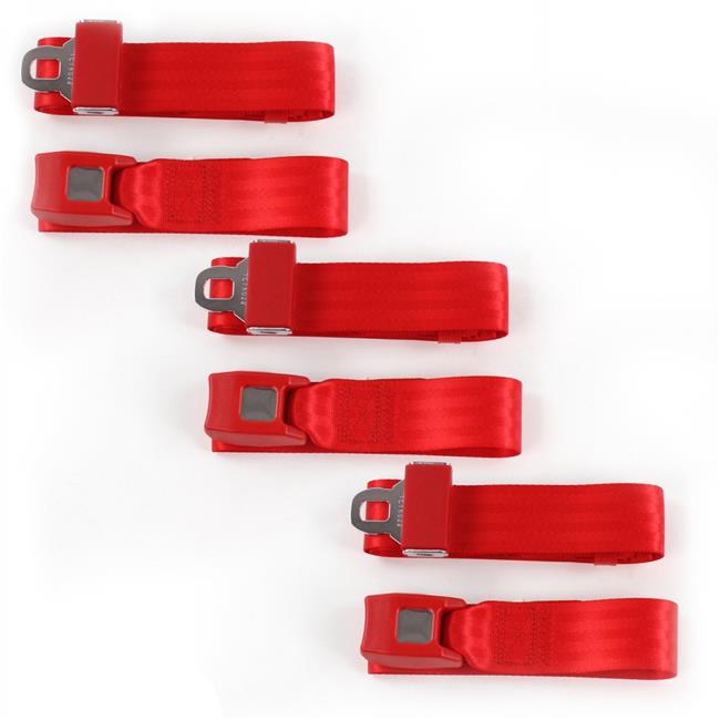 SafeTBoy 660283 Ford Truck 1935-1941 Standard 2 Point Red Lap Bench Seat Belt Kit - 3 Belts