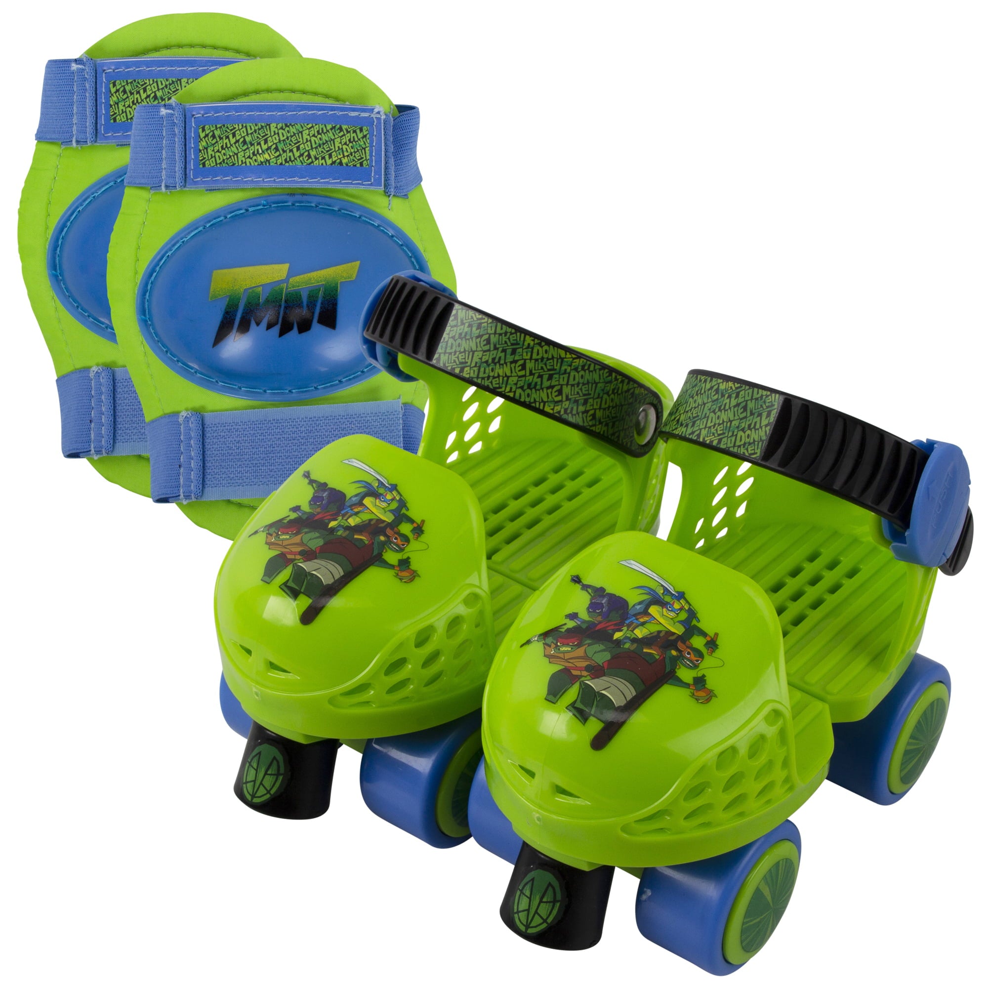 PlayWheels TMNT Kids Rollerskate Junior Size 6-12 with Knee Pads