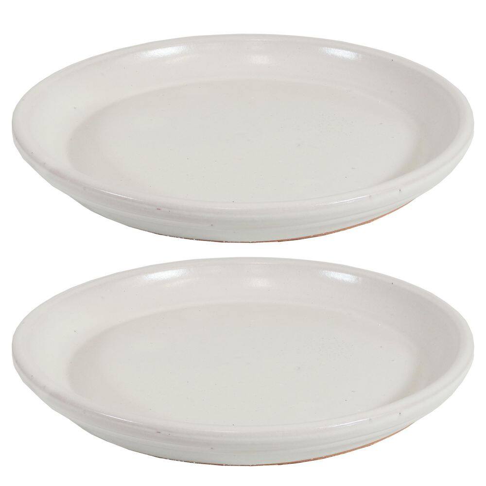 Sunnydaze 2 Sunnydaze 12 in. Pearl Ceramic Planter Saucers AP-012