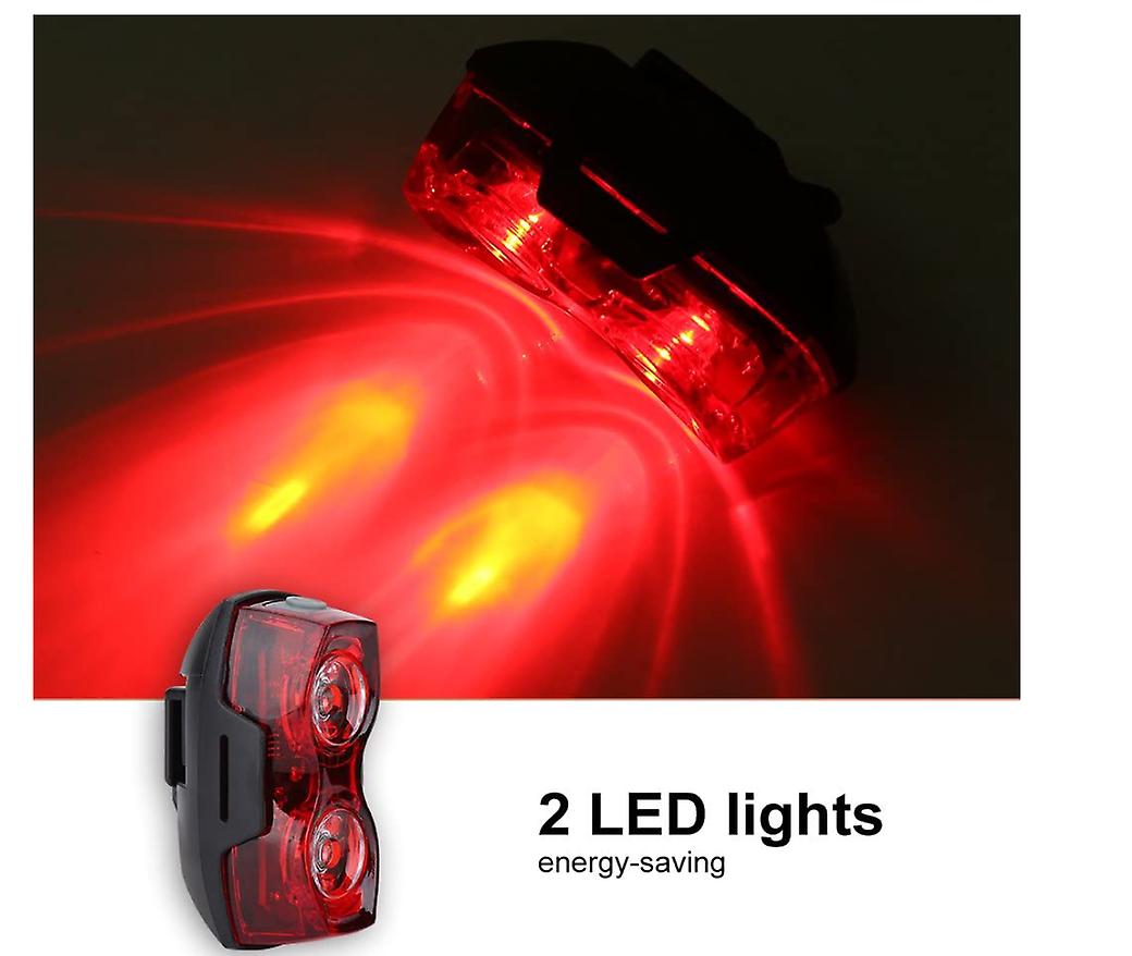 Bike Tail Light， Outdoor LED Bike Rear Lamp or Tail Warning Red Light Has 2 LED Lights (Black)