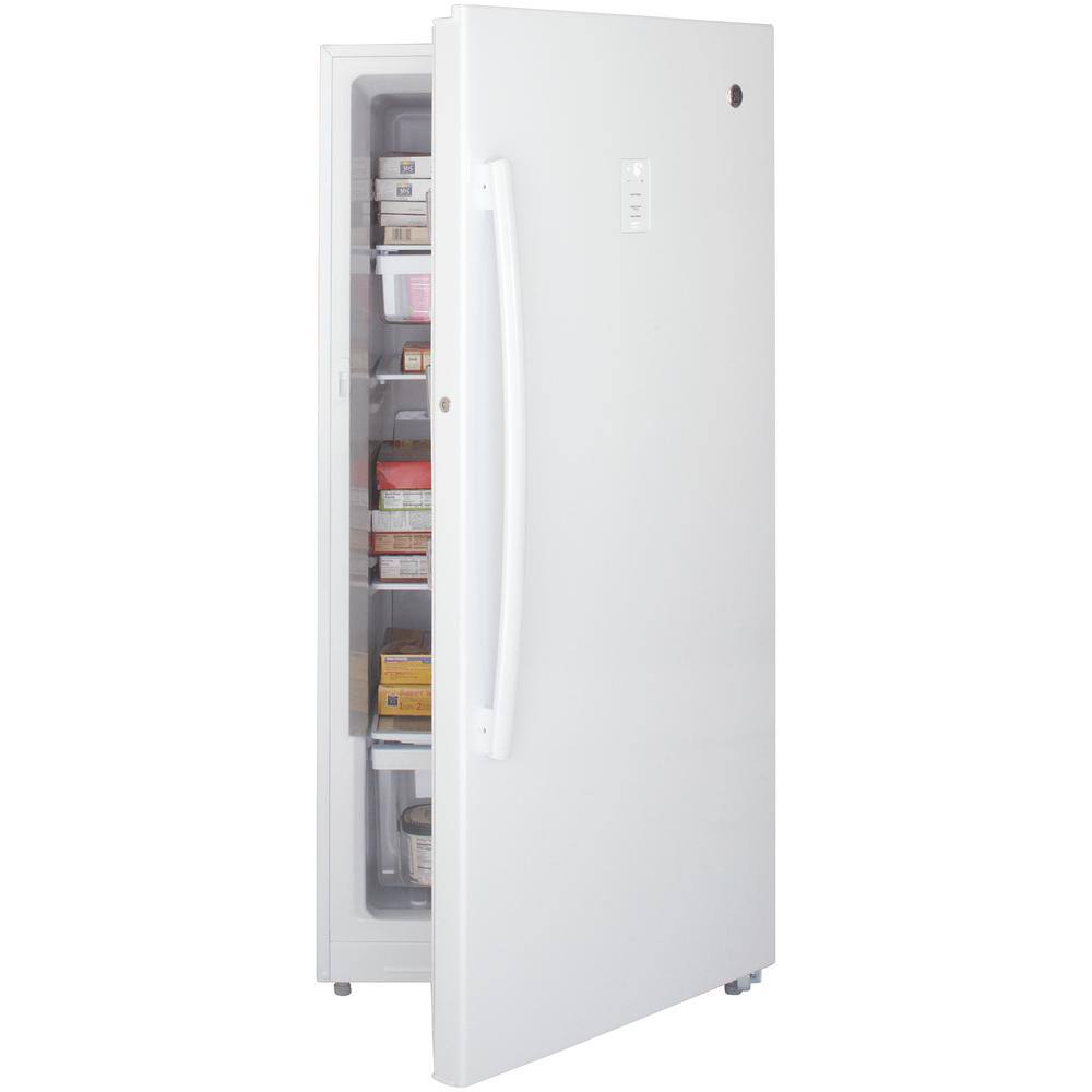 GE Garage Ready 14.1 cu. ft. Frost Free Defrost Upright Freezer in White FUF14DLRWW