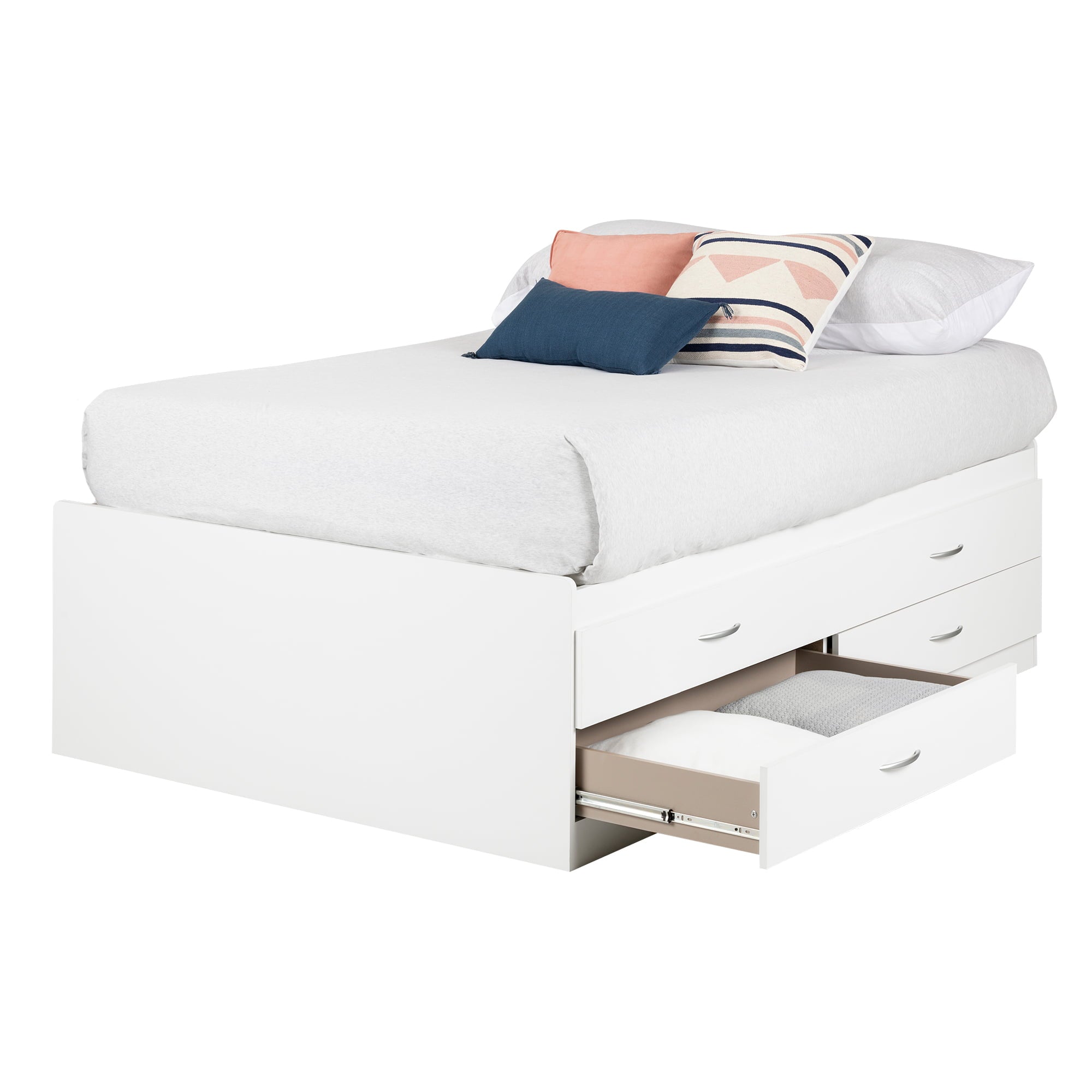 South Shore SoHo Full Captain Bed (54'') with 4 Drawers, Pure White