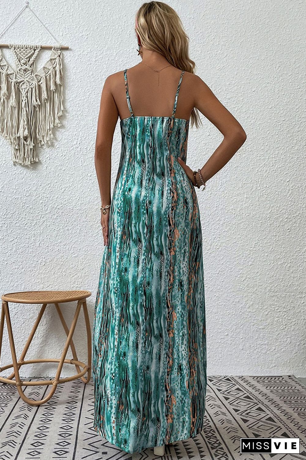 Tie Dye Printing Spaghetti Maxi Dress