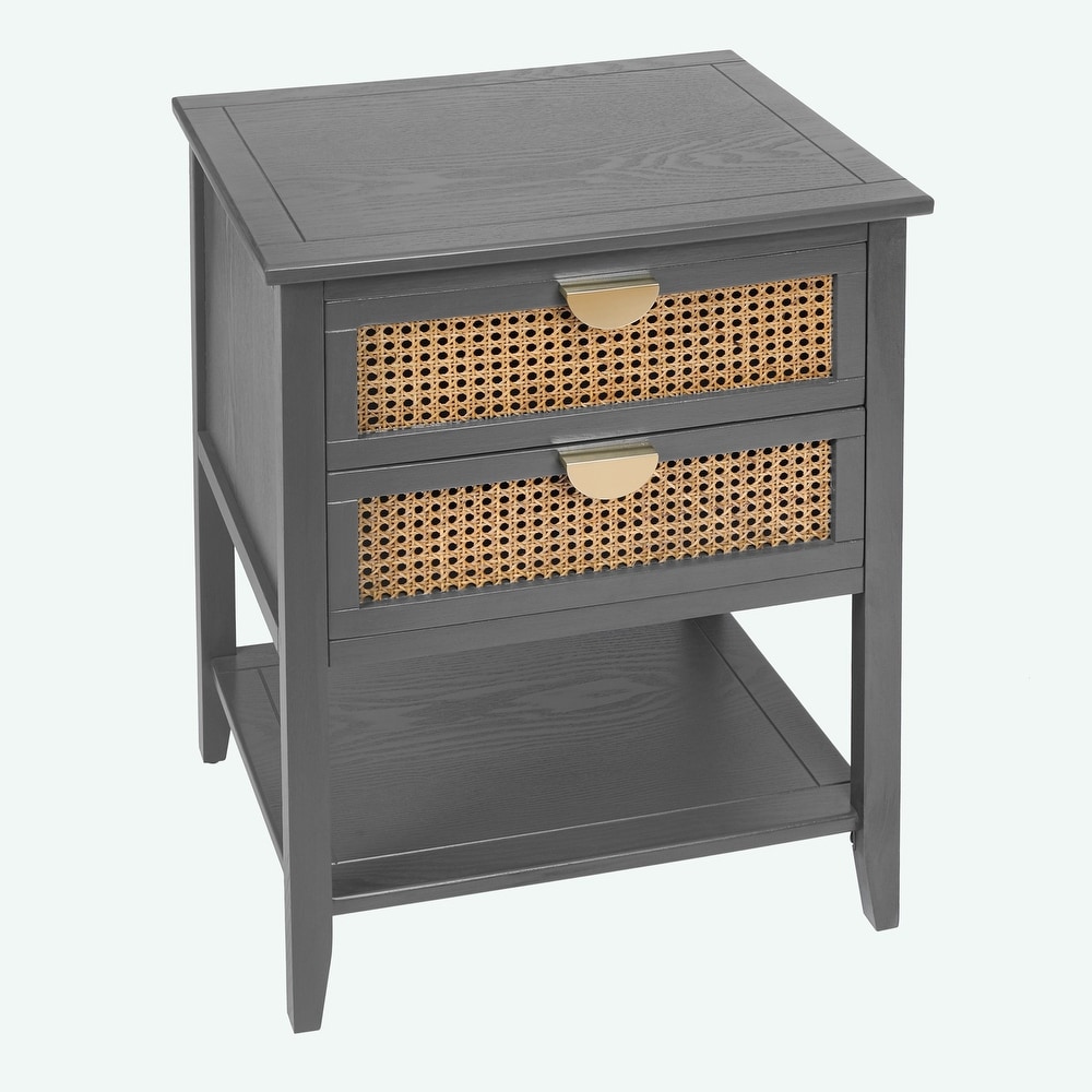 Naturel Rattan 2 Drawer Side table