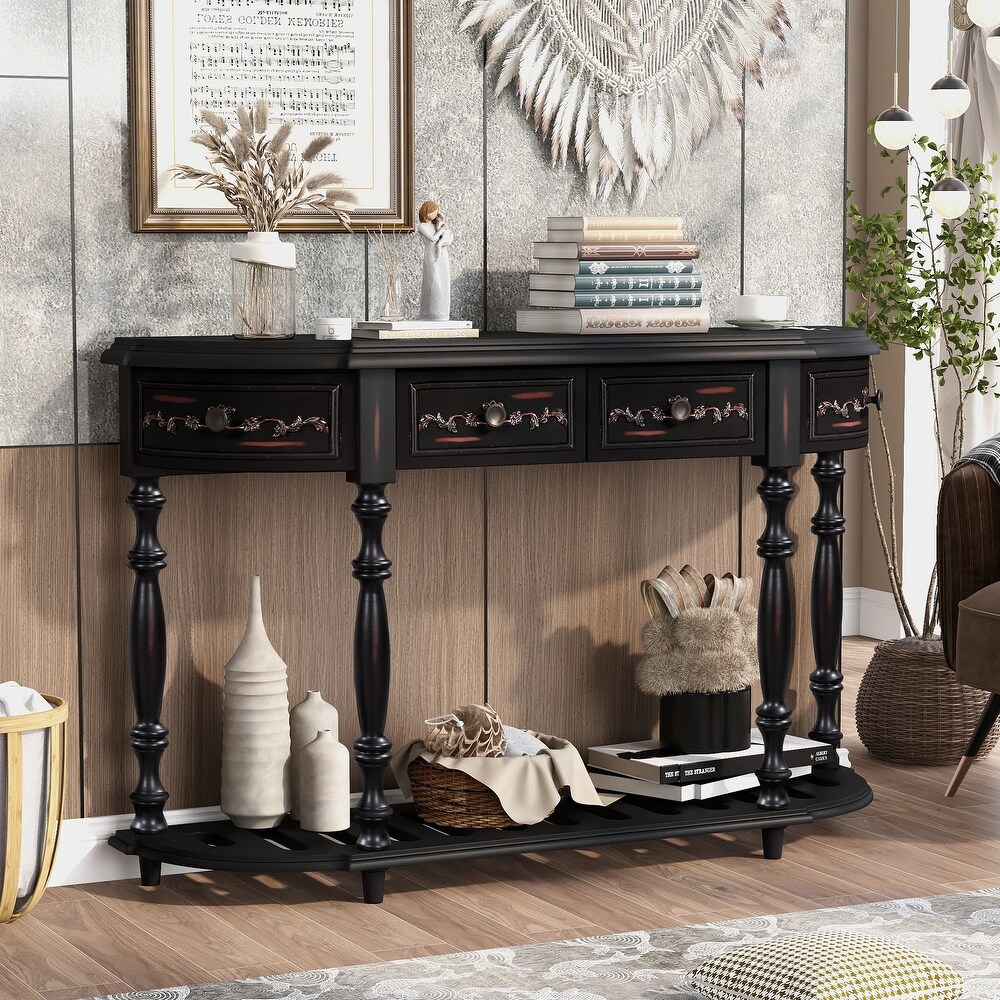 Console Table with 4 Drawers and 1 Shelf