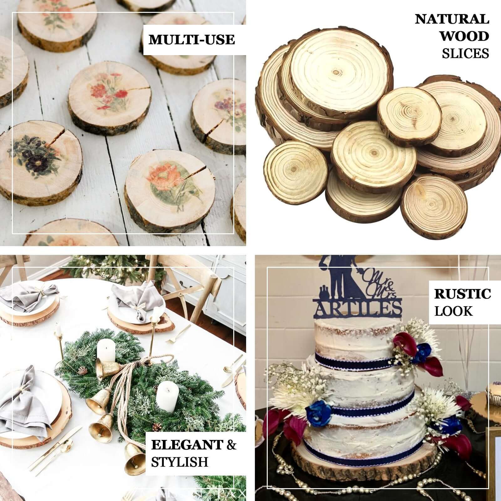 Round Rustic Wood Slices, Poplar Wood Slabs Natural Color, Table Centerpieces 12