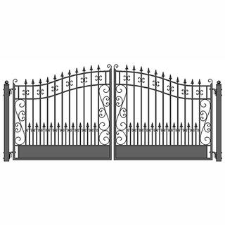 ALEKO Venice Style 12 ft. x 6 ft. Black Steel Dual Swing Driveway Fence Gate DG12VEND-HD