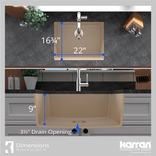 Karran QU- 820 Quartz 24.38 in Single Bowl Undermount Kitchen Sink in Bisque QU-820-BI