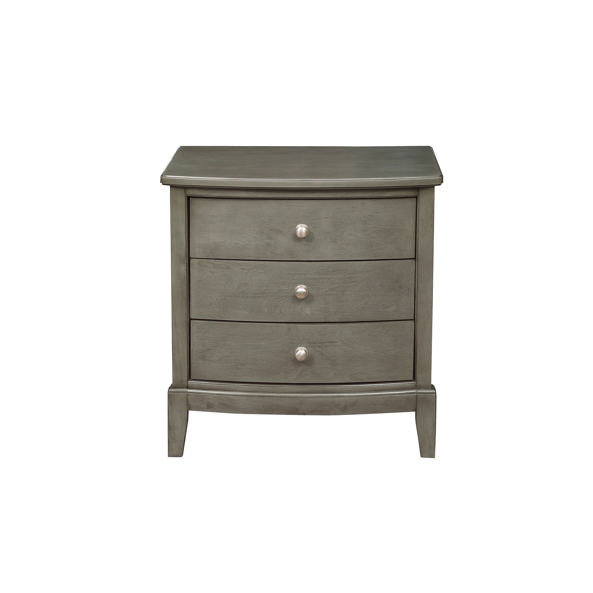 Bedroom Nightstand with 3 Drawers in Gray Finish