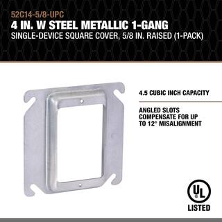 Southwire 4 in. W Steel Metallic 1-Gang Single-Device Square Cover 58 in. Raised (1-Pack) 52C14-58-UPC