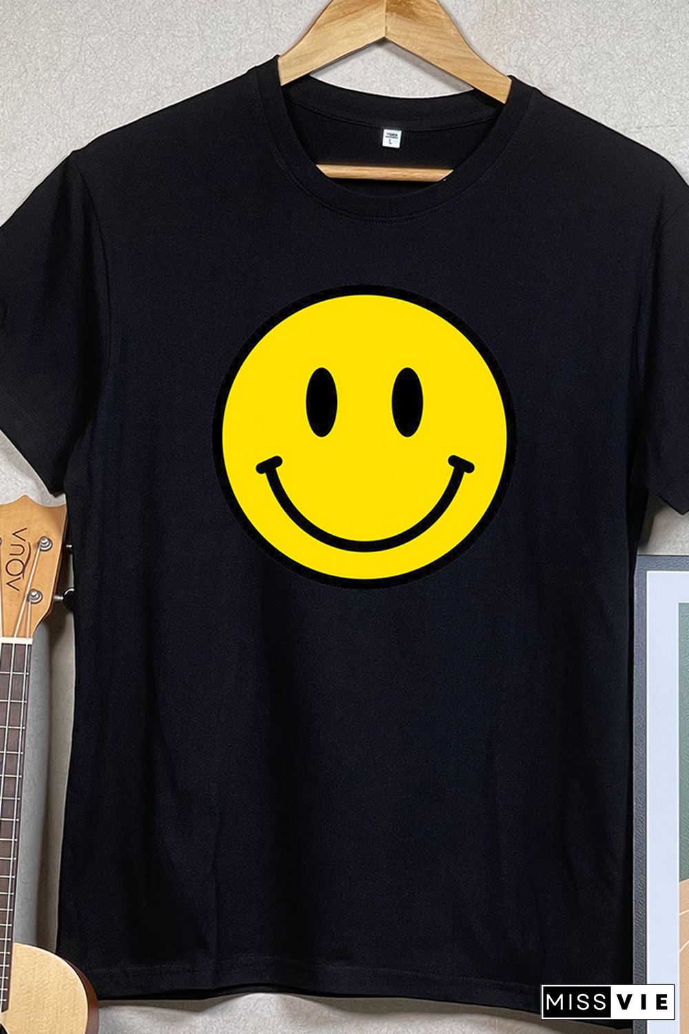 Smiley Printed Graphic Tees for Women Wholesale Short Sleeve T shirts Top