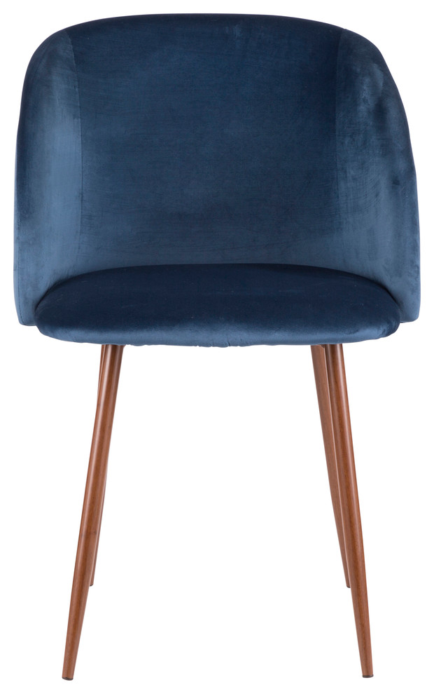 LumiSource Fran Dining Chair  Walnut and Blue Velvet  Set of 2   Midcentury   Dining Chairs   by LumiSource  Houzz