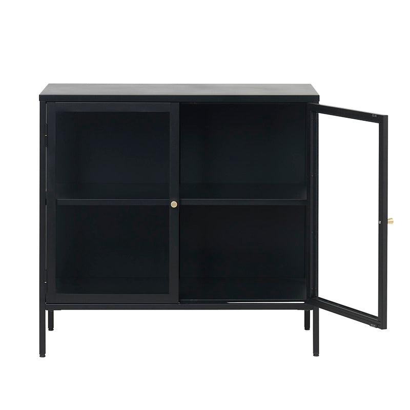 CARMEL 2 Glass Doors Sideboard 90cm - Black