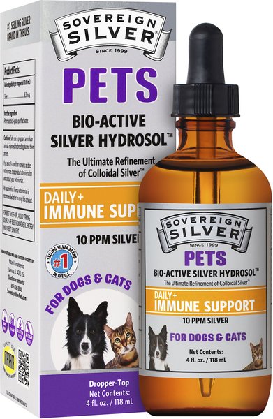 Sovereign Silver Pets Daily+ Immune Support Bio-Active Silver Hydrosol Dog and Cat Supplement