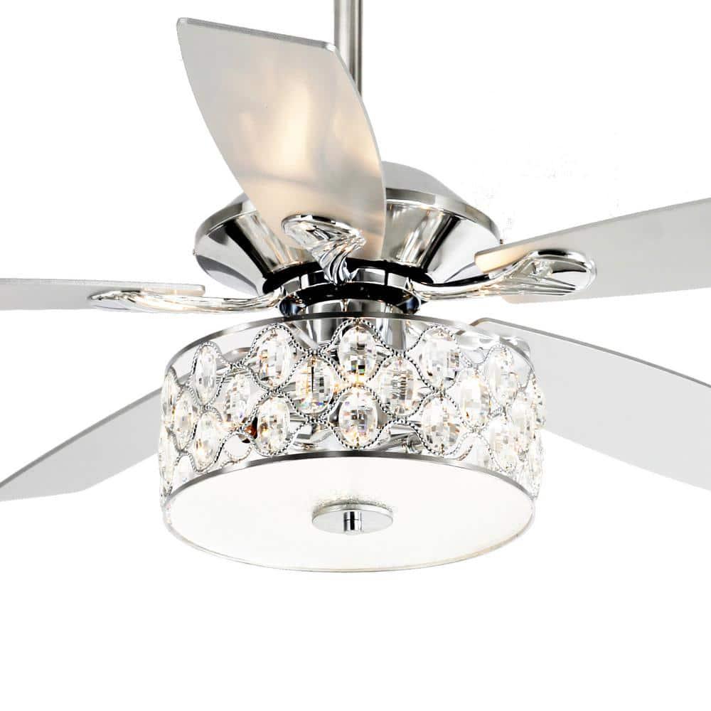 matrix decor 52 in Indoor Chrome Crystal Chandelier Ceiling Fan with Light and Remote Control