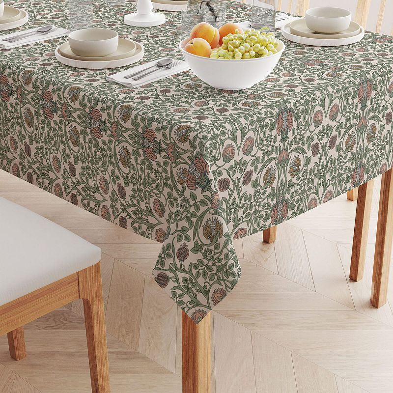 Rectangular Tablecloth， 100% Cotton， 52x104， Floral 63