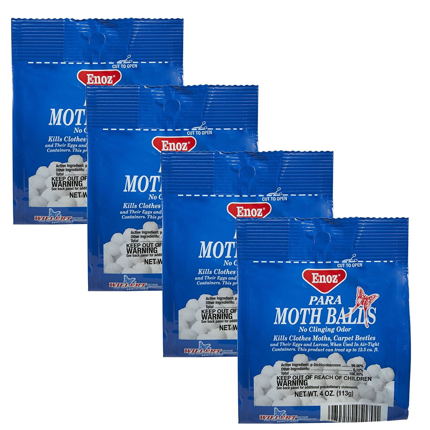 Enoz Original Moth Balls, 4 oz Each, 4 Pack