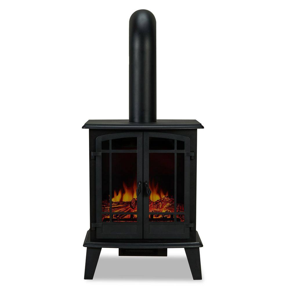 Real Flame Foster 25 in. Freestanding Iron Electric Fireplace in Black 5020E-BK