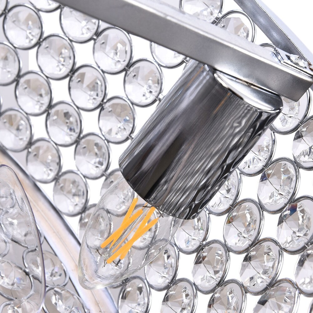 18'' Modern Silver Crystal Caged Invisible Ceiling Fan with Remote