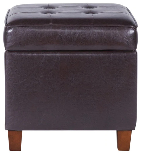 Benzara BM194129 Leatherette Ottoman With Tufted Lift Off Lid Storage  Brown   Transitional   Footstools And Ottomans   by VirVentures  Houzz