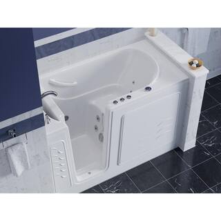 Universal Tubs HD Series 60 in. Left Drain Quick Fill Walk-In Whirlpool Bath Tub with Powered Fast Drain in White HD3060WILWH